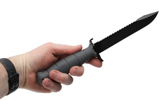 Glock Fixed Knife features a sawtooth rear blade